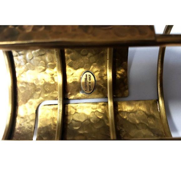 Vintage LANVIN Hammered Brass Oracle Cuff Bracelet S/S 2013 Runway - Picture 7 of 10